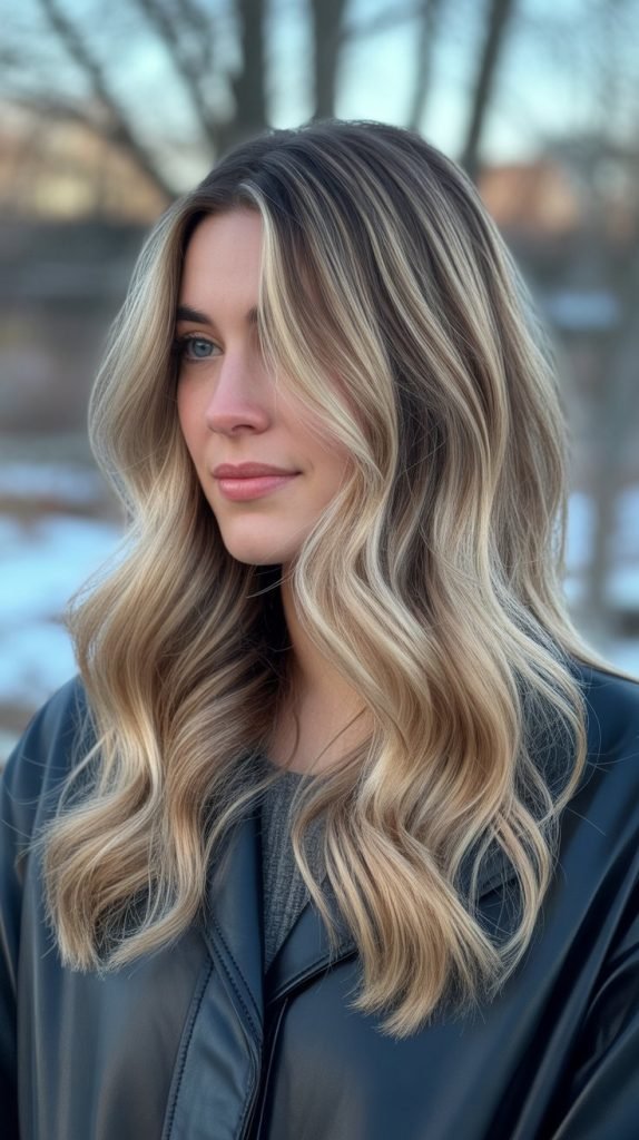 Blonde Balayage with Winter Lowlights