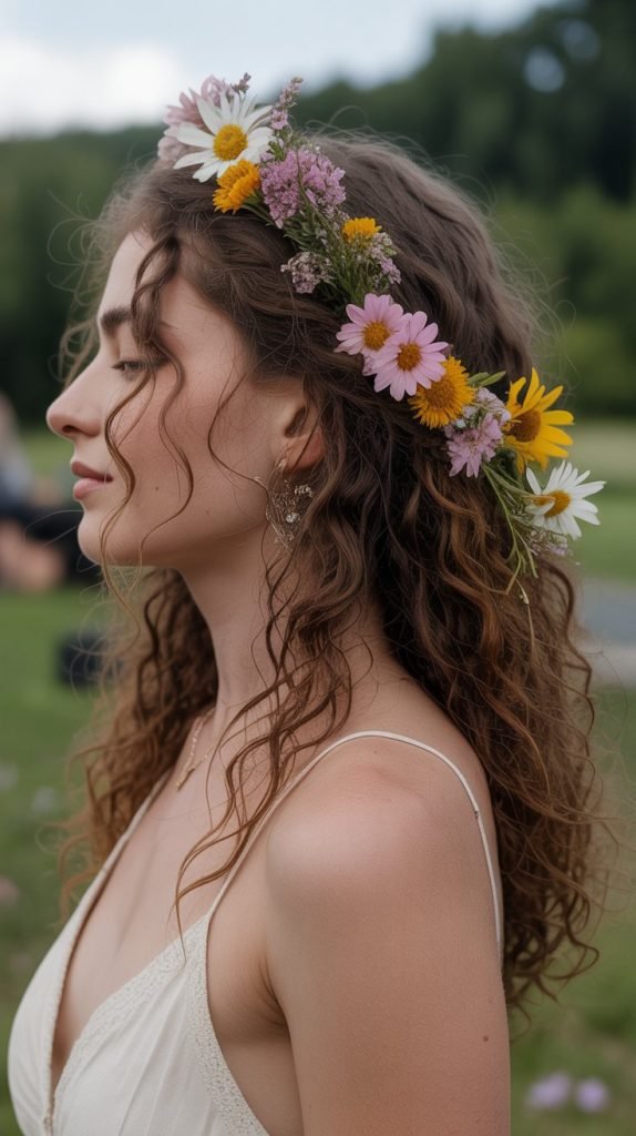Boho Half Up with Flowers