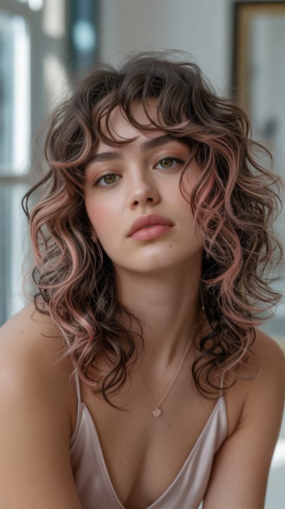 9. Rose Gold Highlights for Trendy Brunettes