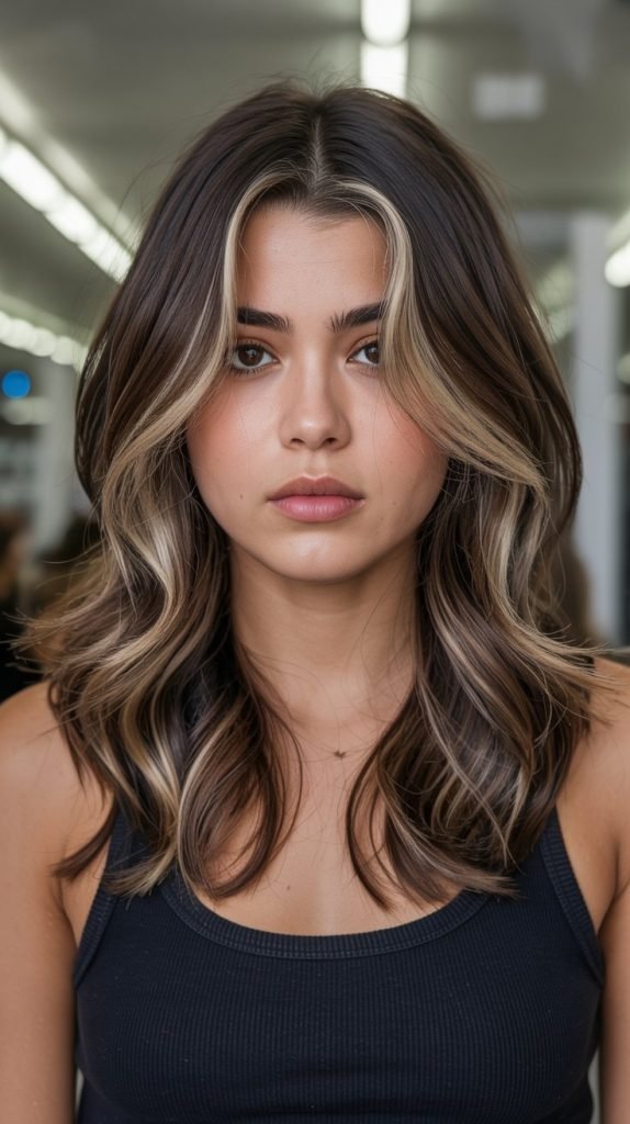 14. Espresso Balayage with Money Pieces