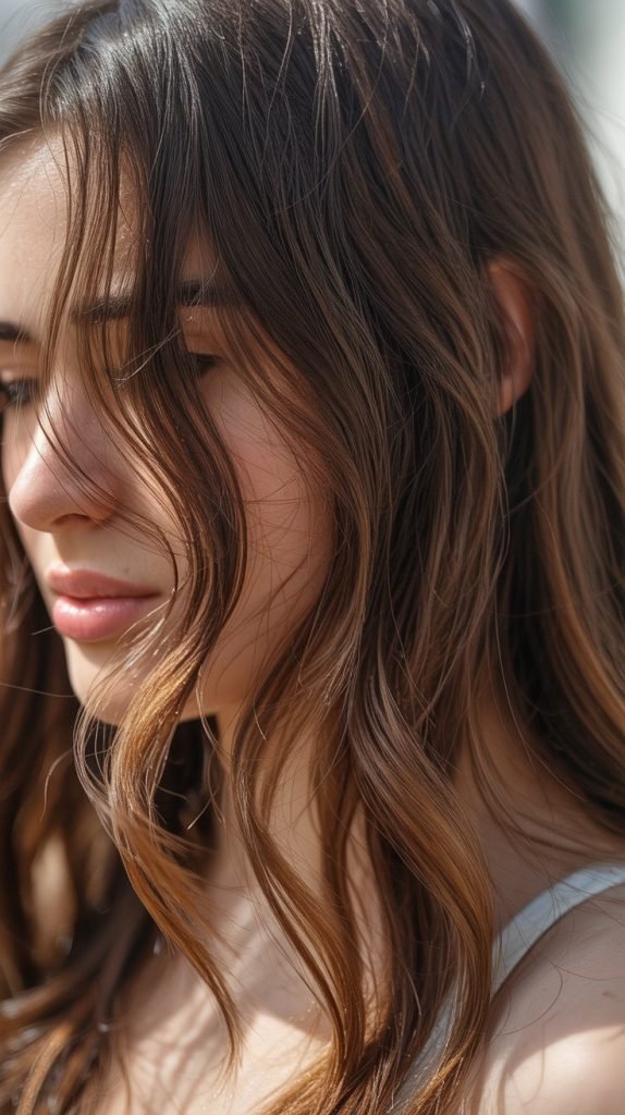 4. Caramel Babylights on Chocolate Brown Hair