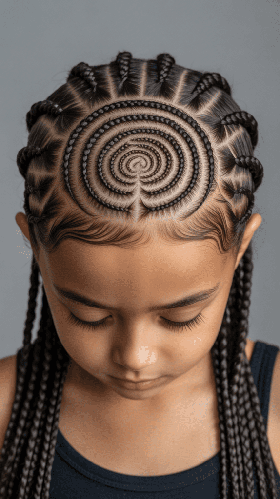  Cornrows in Circular Patterns