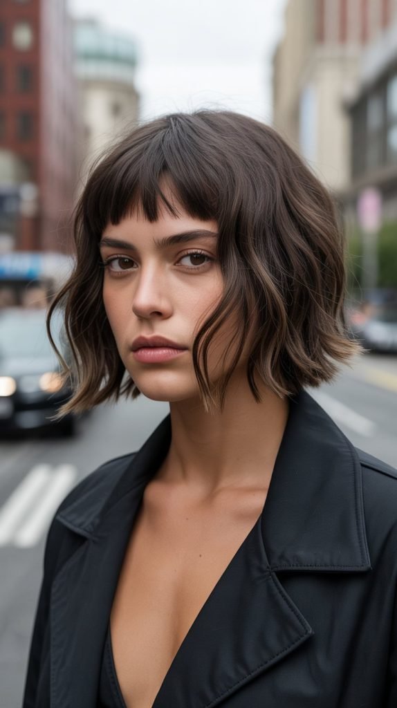 Choppy Long Bob with Piecey Curtain Bangs