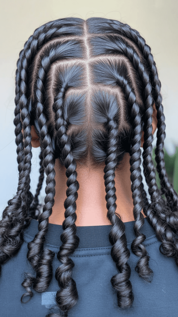 Cornrows with Twists at the Ends