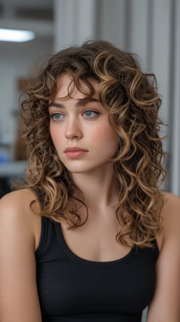 19. Honey Blonde Highlights for Curly Brown Hair