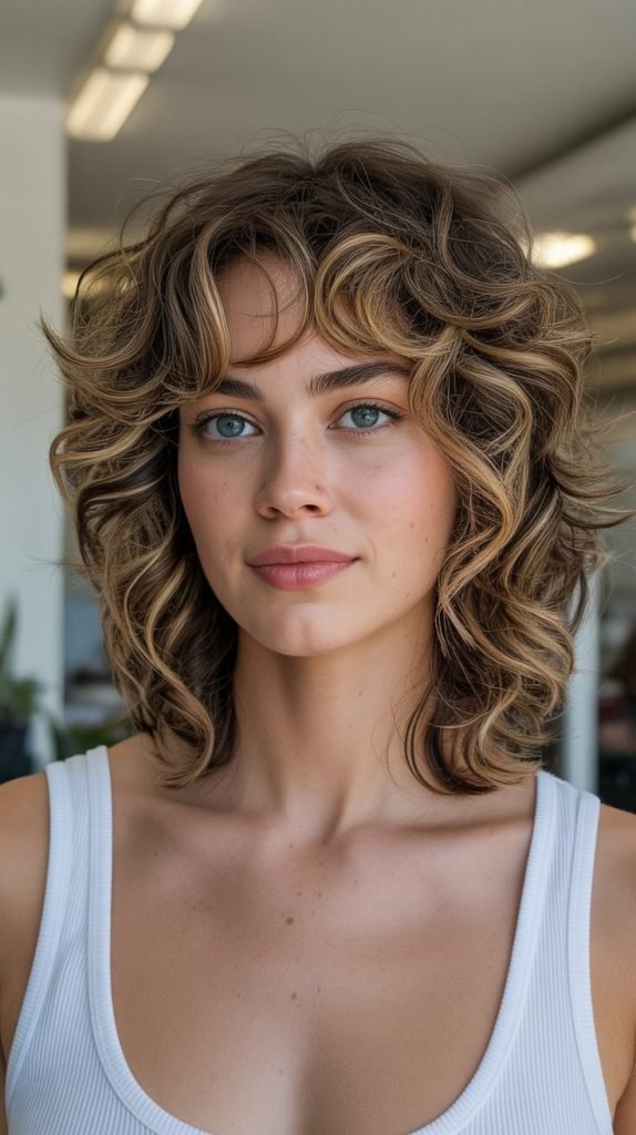 2. Layered Long Bob with Wispy Curtain Bangs