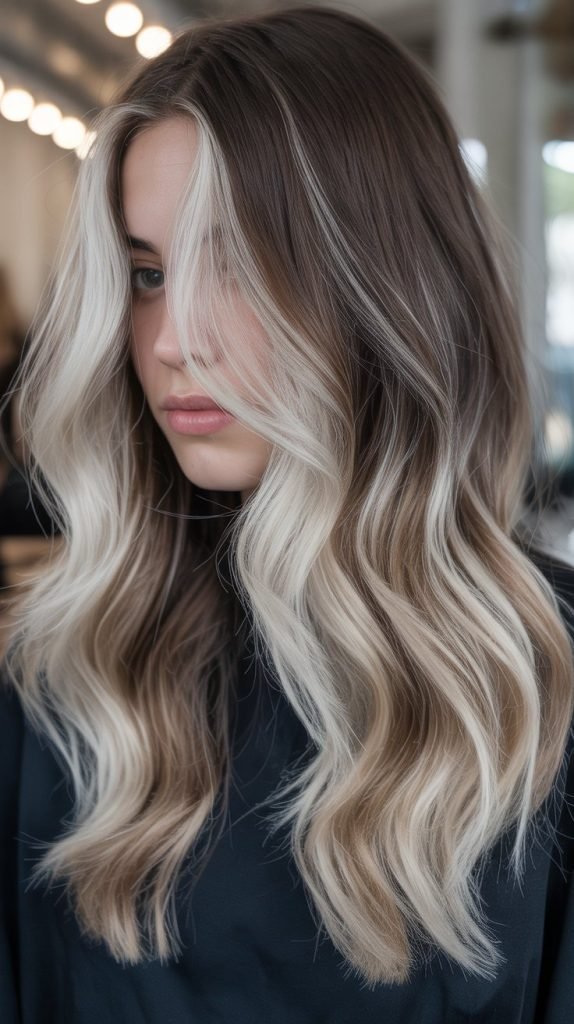 5. Platinum Blonde Balayage for Bold Contrast