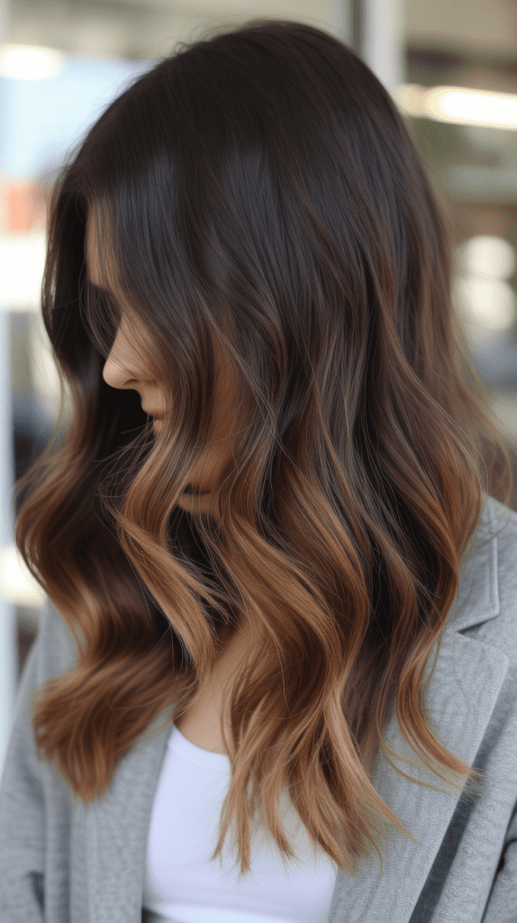 Caramel Balayage on Dark Brown