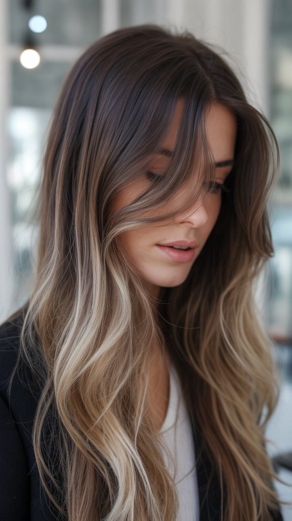 7. Babylights on Dark Brown Hair