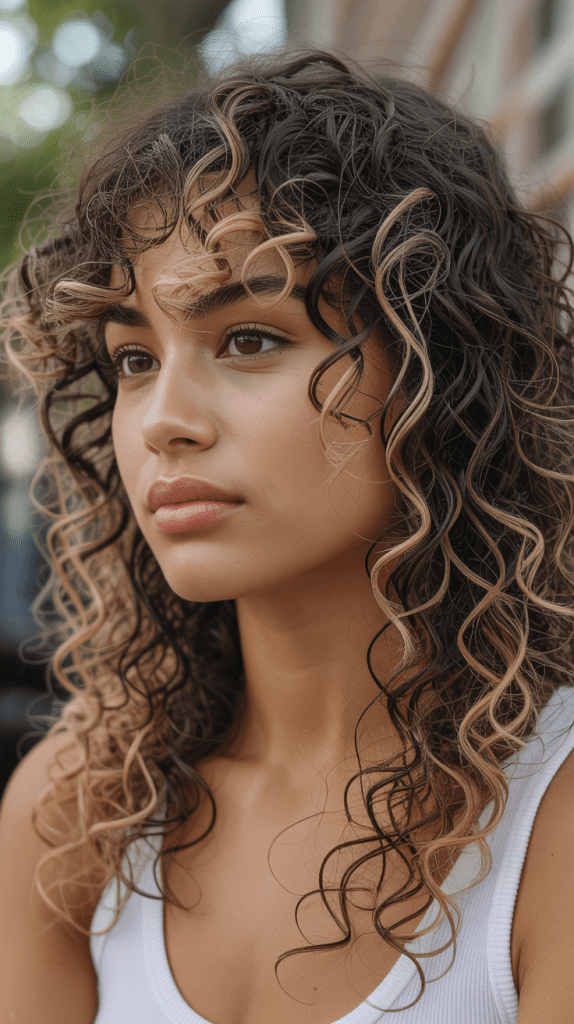 Blonde Highlights for Curly Dark Hair