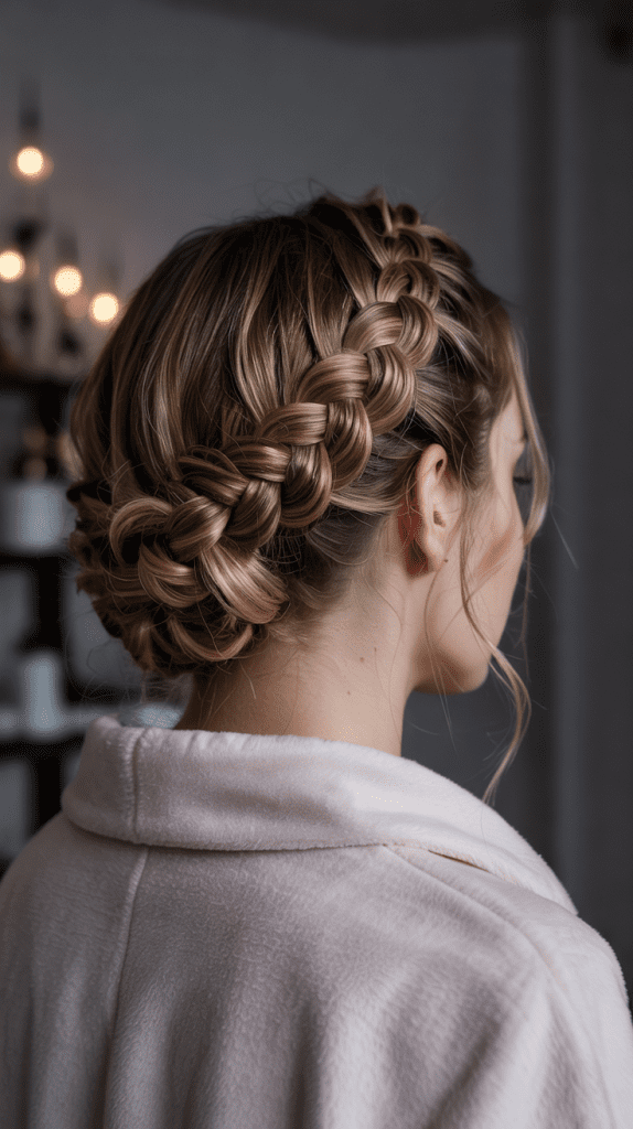 Dutch Braid Into Low Bun