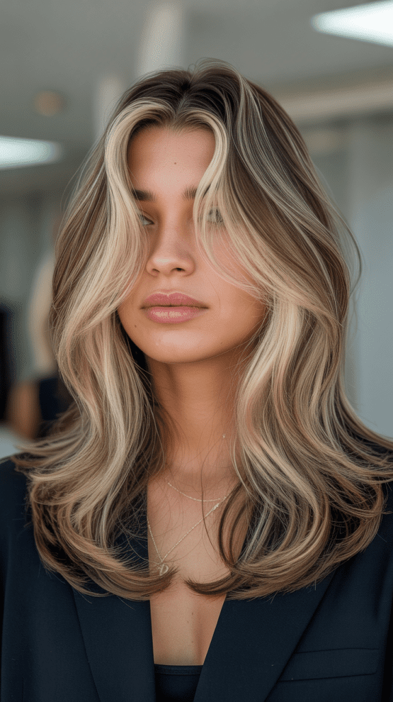 Buttery Blonde Money Piece with Face-Framing Layers