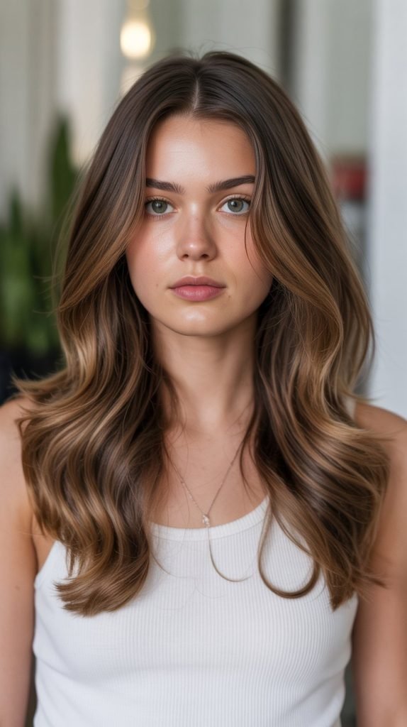 15. Soft Caramel Highlights for Fine Brunette Hair