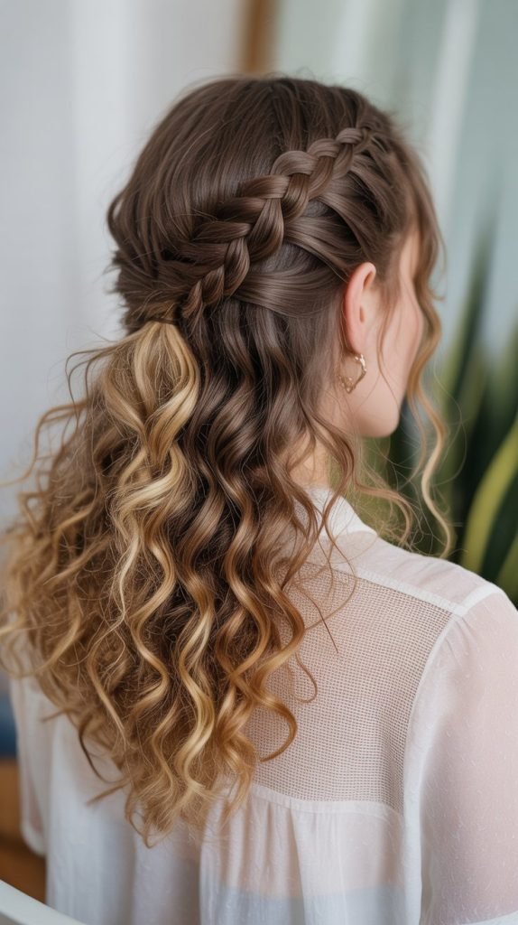 Half Up with Fishtail Braid Accent