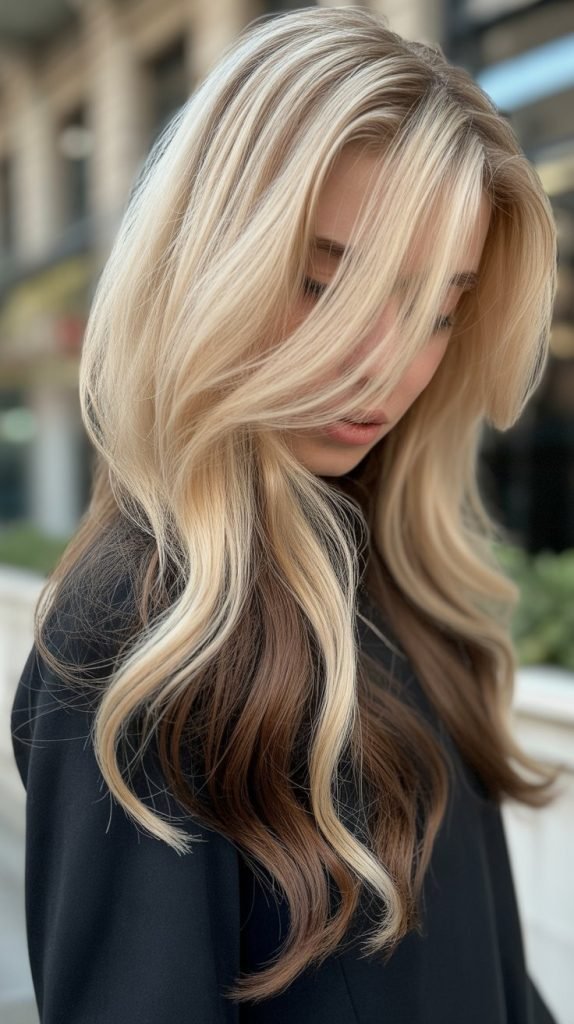 19. Blonde Highlights with Dark Brown Lowlights