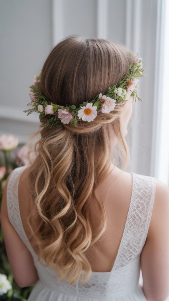 Half-Up with Floral Crown