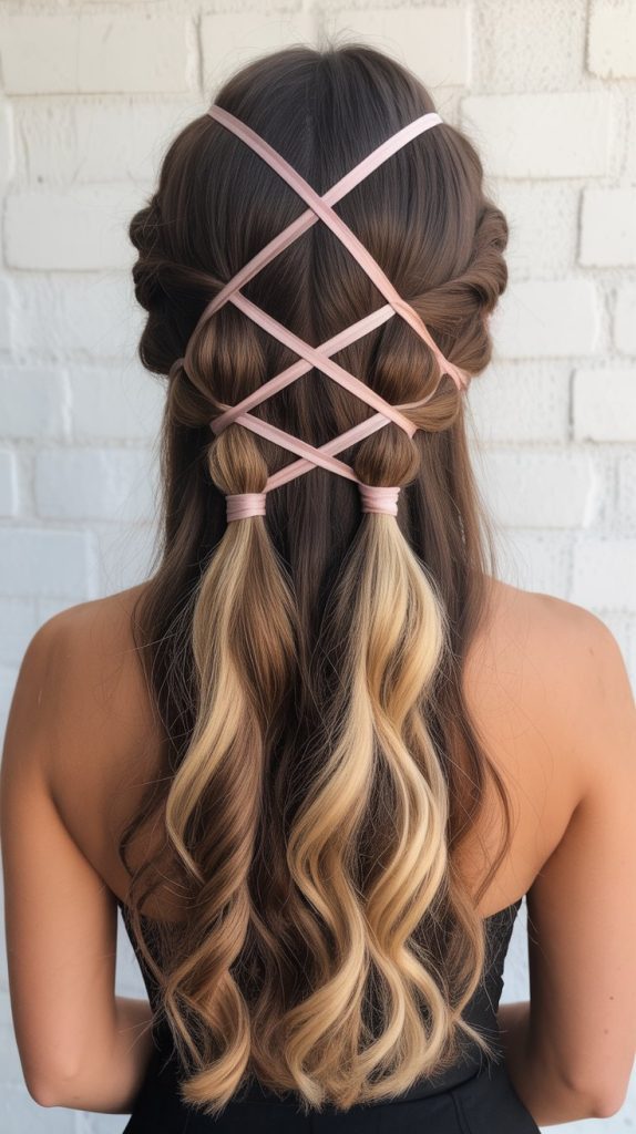 Half-Up with Crisscross Elastic Bands