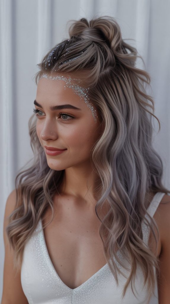 Half-Up with Glitter Roots