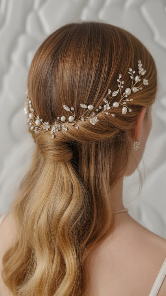 Half-Up with Jeweled Hair Vine