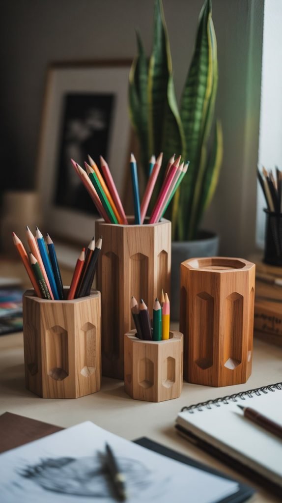 28. Wooden Pencil Holders