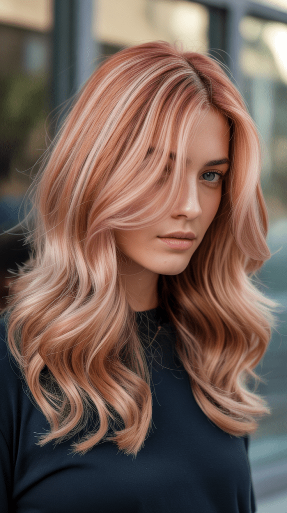 Sunset Blonde Highlights with Layered Waves