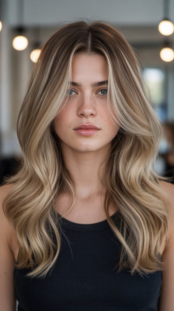 30. Blonde Highlights with Shadow Root