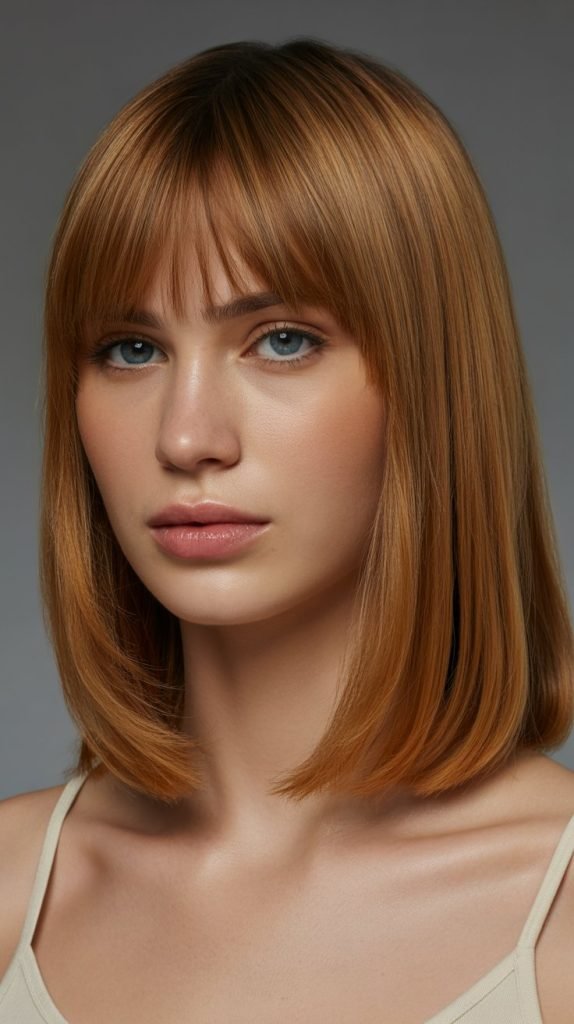 30. Long Bob with Curtain Bangs and Natural Air-Dried Texture