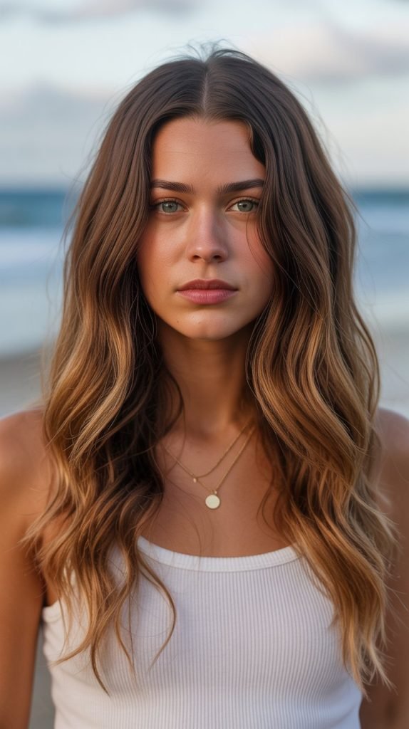 6. Caramel Ombre on Long Brunette Hair