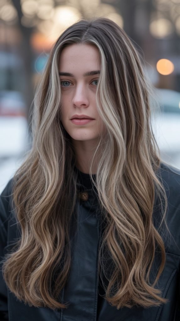 20. Ash-Blonde Highlights with Caramel Lowlights