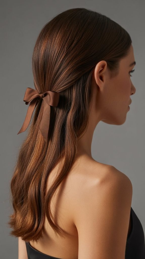 2. Subtle Caramel Ribbons Through Medium Brown Hair