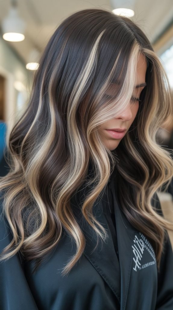 20. Blonde Balayage on Black Hair