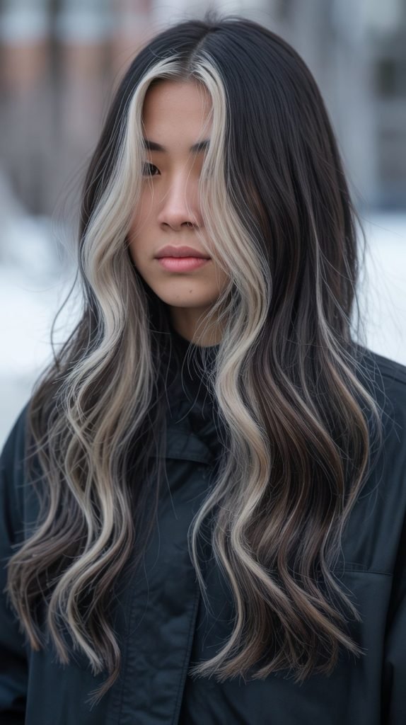 24. Ash-Blonde Highlights on Asian Hair