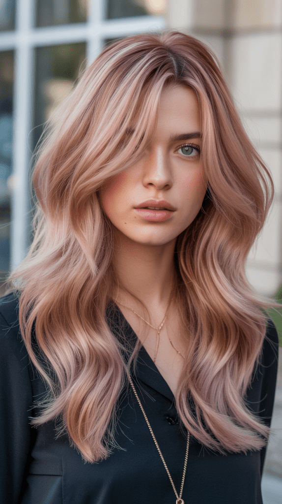 Rose Gold Blonde with Piecey Layers