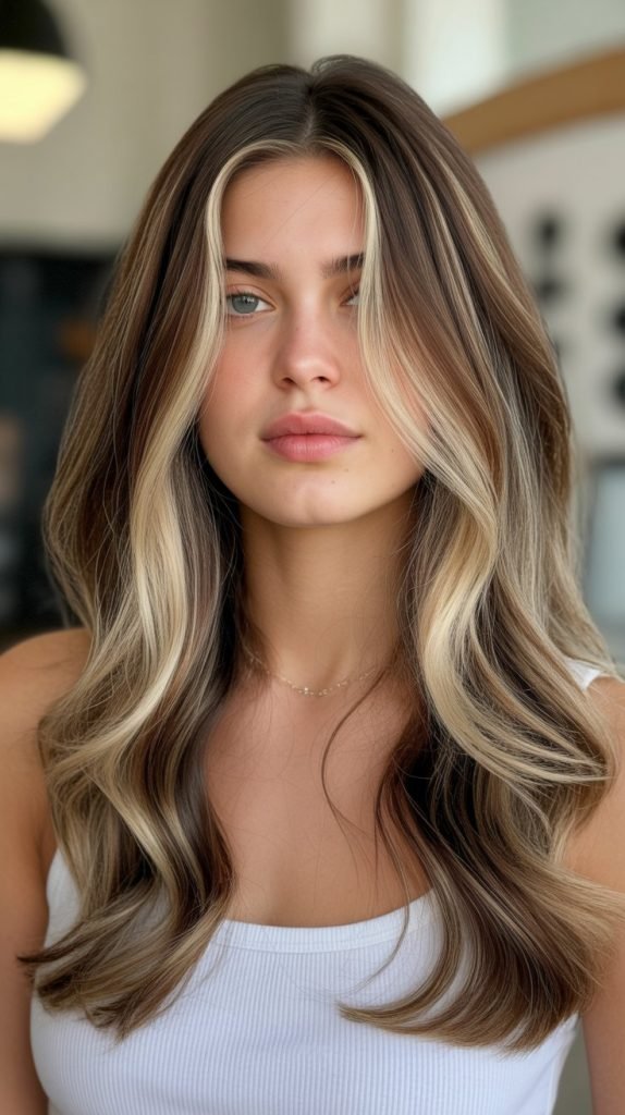 33. Blonde Highlights with Natural Brown Dimension