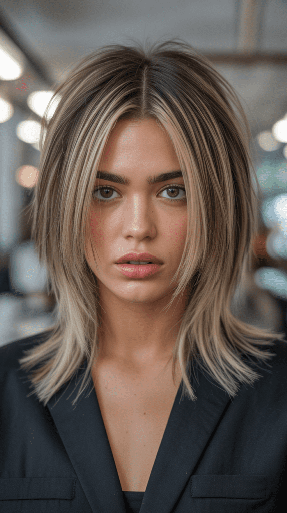 Streaky Blonde Highlights on Razor-Sharp Layers