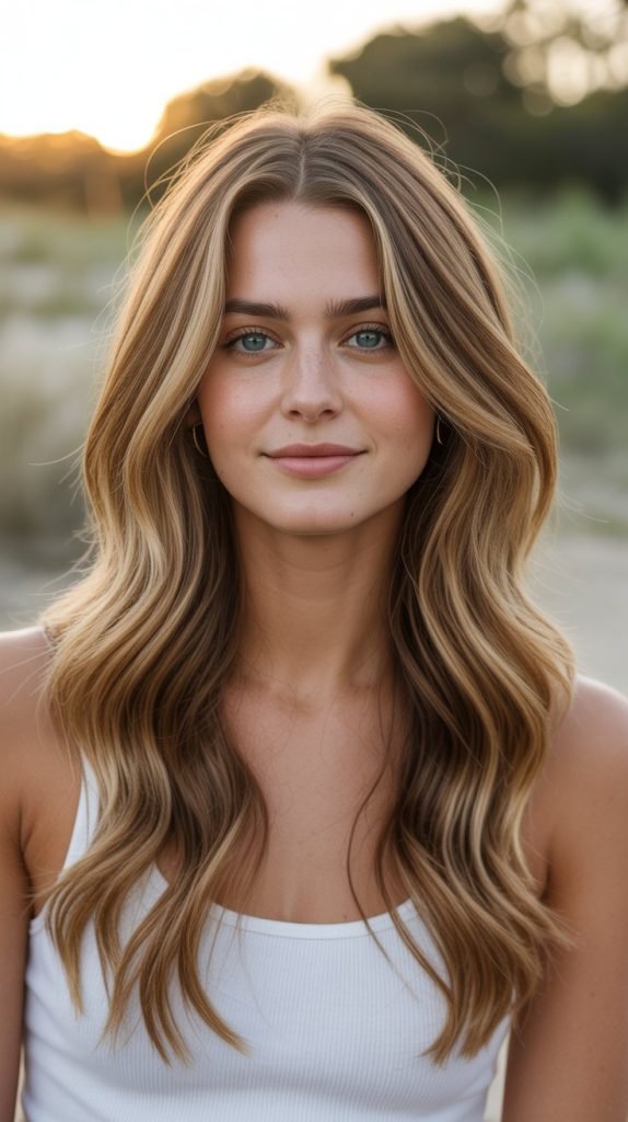 8. Sandy Blonde Highlights with Chestnut Lowlights