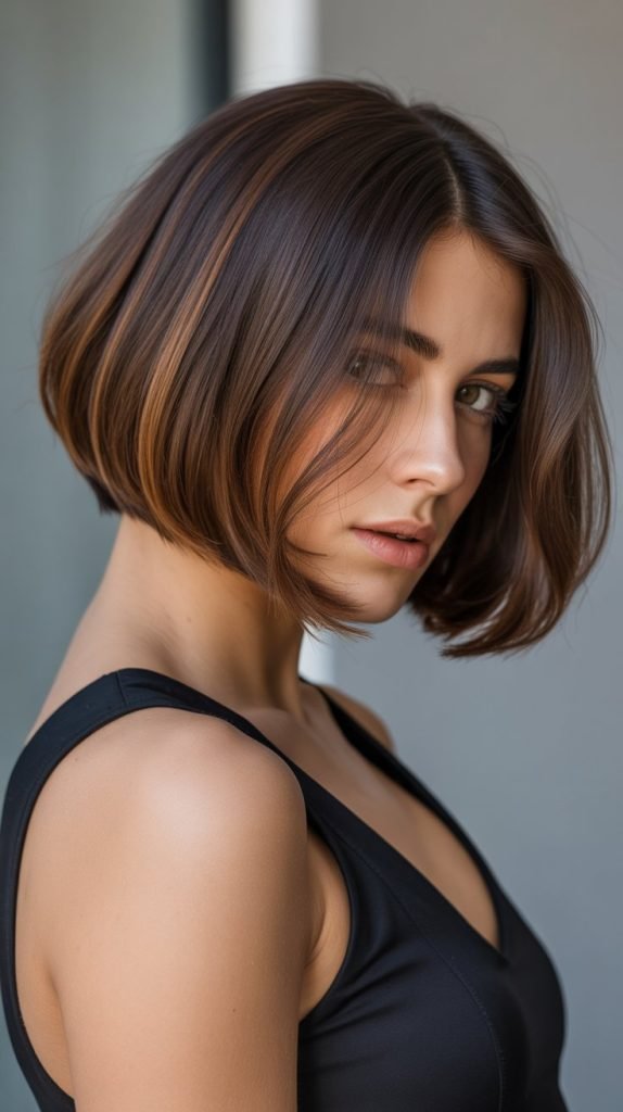 12. Subtle Caramel Highlights for Short Brunette Hair