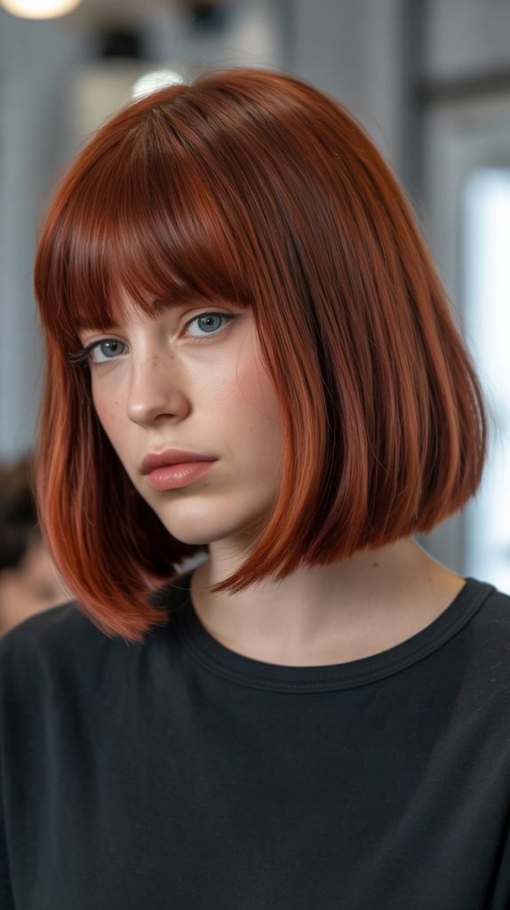 Single-Process Color Lob with Curtain Bangs