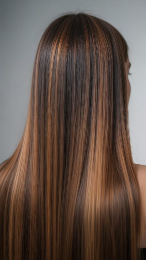 18. Caramel Highlights for Straight Hair