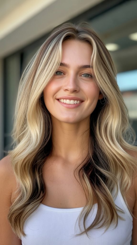 17. Sunlit Blonde Highlights with Tawny Lowlights