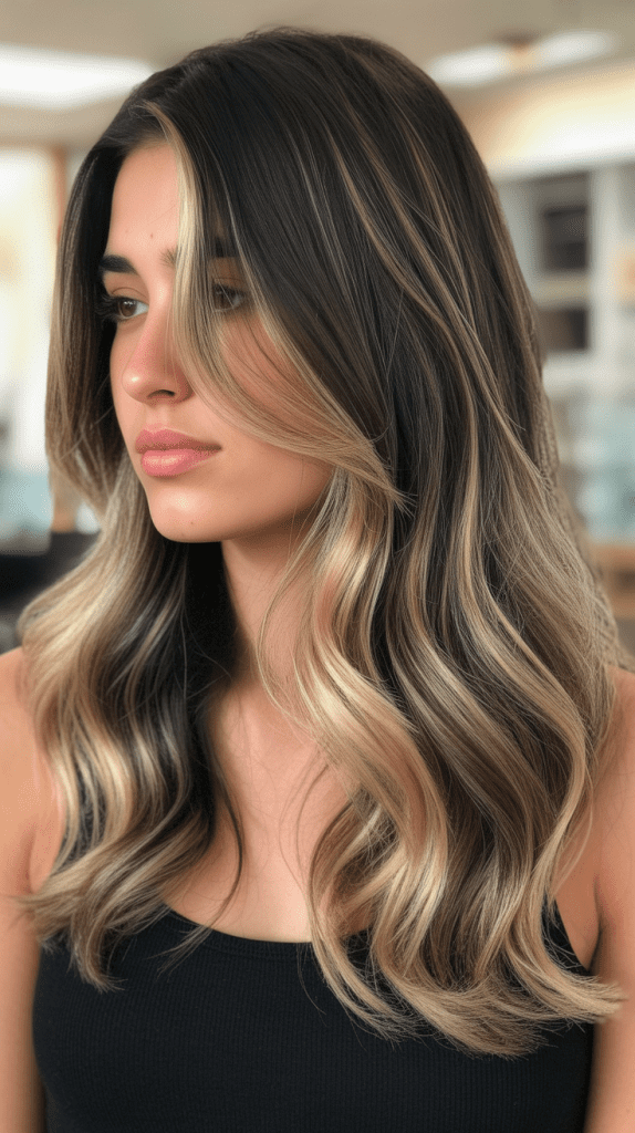 Blonde Balayage on Dark Brown Hair