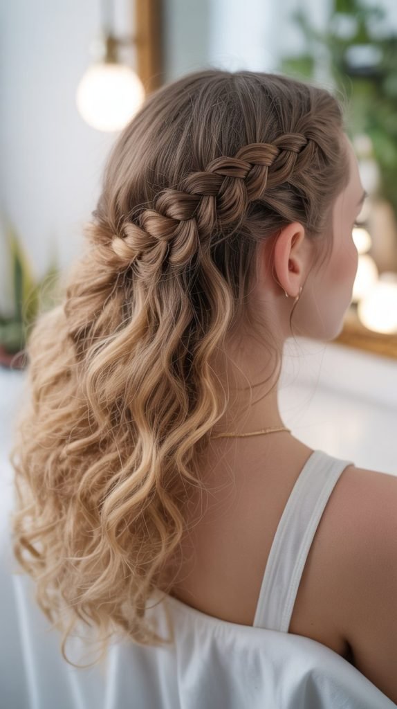 Waterfall Braid Half Up Design