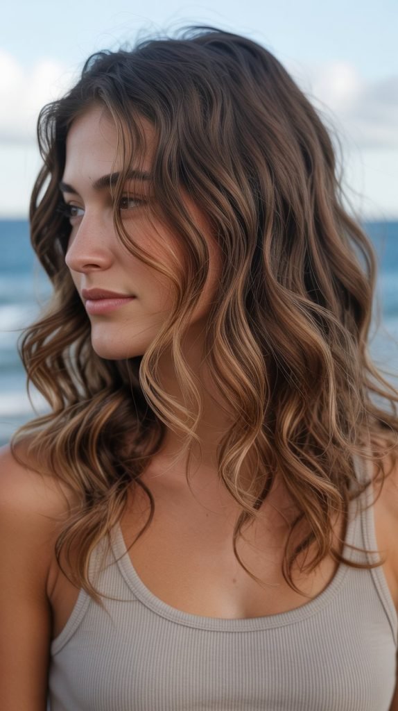 19. Caramel Highlights for Wavy Hair