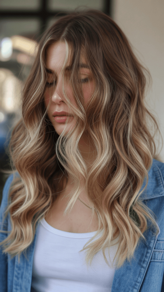 Blonde Balayage on Wavy Brown Hair