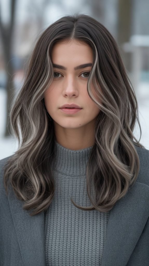 Charcoal Brunette Base with Highlights