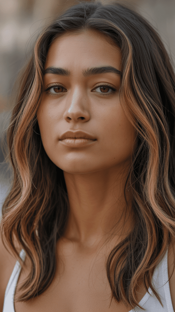 Blonde Highlights on Dark Hair for Warm Skin Tones