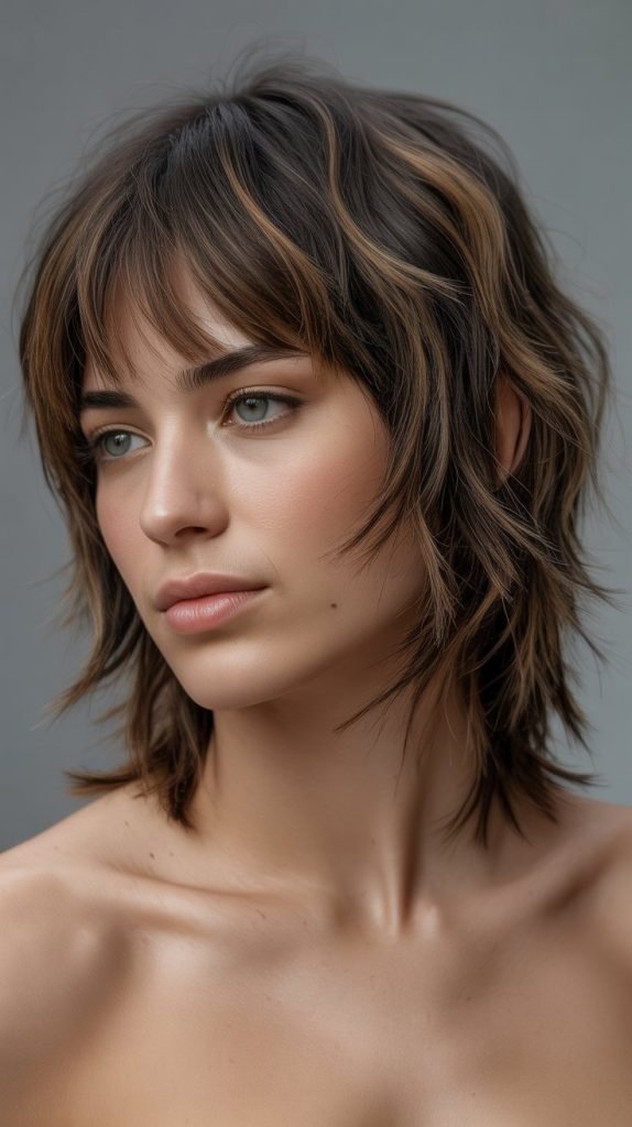 13. Razor Cut Long Bob with Fringe Bangs-
