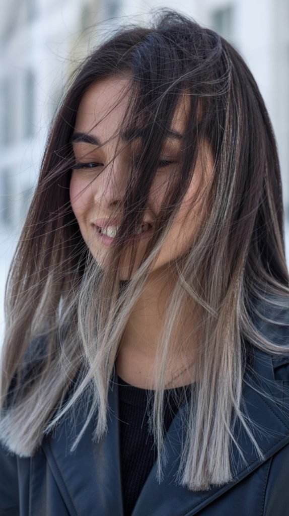 12. Ash-Blonde Peekaboo Highlights