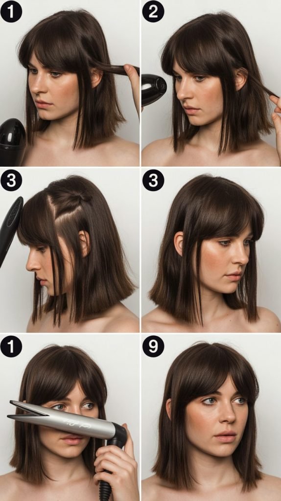 Inverted Bob with Curtain Bangs DIY Styling Tutorial