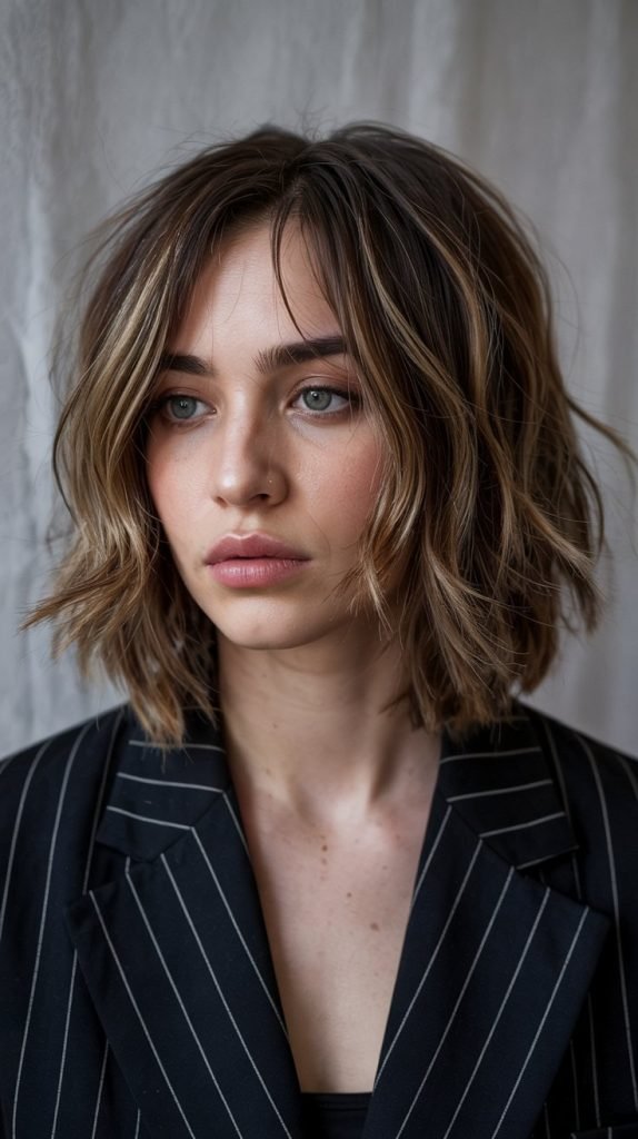 Polished Long Bob with Professional Curtain Bangs